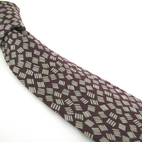 CHARVET  PLACE Tie Burgundy Wine Red Dashes - Picture 2 of 7